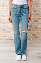 Load image into Gallery viewer, Isla Mid Rise Distressed Released Hem Bootcut Jeans
