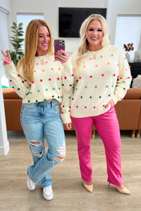 Candy Buttons Pom Detail Sweater