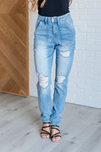 Load image into Gallery viewer, Aiden High Rise Patch Pocket Distressed Boyfriend Jeans
