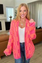 Load image into Gallery viewer, Noticed in Neon Checkered Cardigan in Pink and Orange
