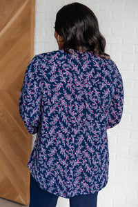 Lizzy Top in Navy and Magenta Petite Floral