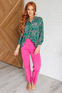 Lizzy Top in Teal and Purple Floral Paisley