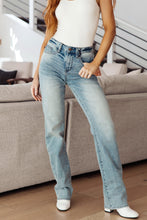 Load image into Gallery viewer, Miranda High Rise Plaid Cuff Vintage Straight Jeans
