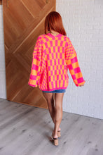 Load image into Gallery viewer, Noticed in Neon Checkered Cardigan in Pink and Orange
