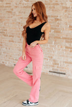 Load image into Gallery viewer, Peggy High Rise Cargo Straight Jeans in Pink
