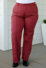 Load image into Gallery viewer, Phoebe High Rise Front Seam Straight Jeans in Burgundy
