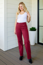 Load image into Gallery viewer, Phoebe High Rise Front Seam Straight Jeans in Burgundy
