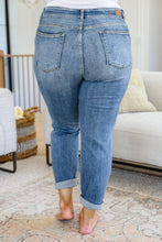 Load image into Gallery viewer, Corey Hi Rise Bleach Splash Boyfriend Jeans
