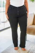 Load image into Gallery viewer, Harriet High Rise Button Fly Bootcut Jeans in Black
