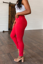 Load image into Gallery viewer, Ruby High Rise Control Top Garment Dyed Skinny Jeans in Red
