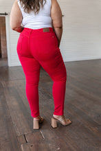 Load image into Gallery viewer, Ruby High Rise Control Top Garment Dyed Skinny Jeans in Red
