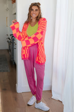 Load image into Gallery viewer, Noticed in Neon Checkered Cardigan in Pink and Orange
